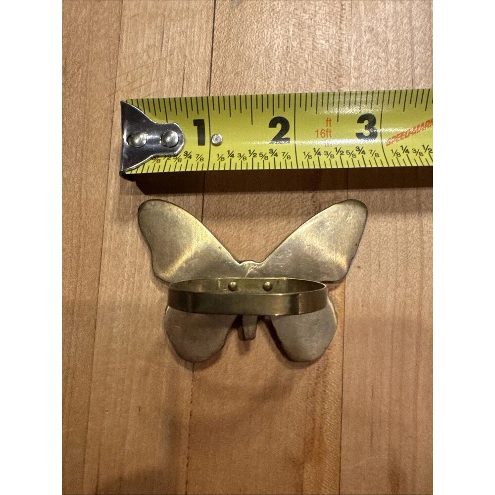Set Of 2 Rosenthal Netter Brass Butterfly Napkin Rings Vintage MCM Retro